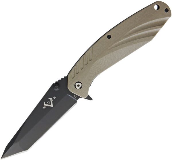 V NIVES SFL Framelock Tanto Folding Knife D2 Steel Coyote