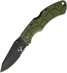 V Knives Lockback Folding Knife D2 Steel OD Green FRN 6"