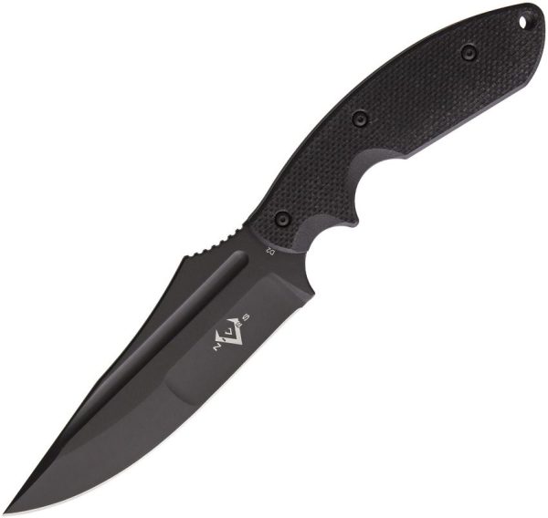 V Nives Frontier Survivor Fixed Blade Knife D2 Steel Black G10