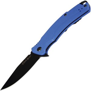 V Nives Black Rambo Shorty Pro Folding Knife D2 Steel Blue G10