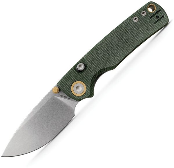 VOSA2611 Vosteed Porcupine Top Micarta Green Stonewash Knife