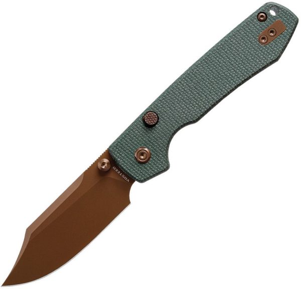 VOSA2922 Vosteed Raccoon Top Linerlock Green Micarta Bowie
