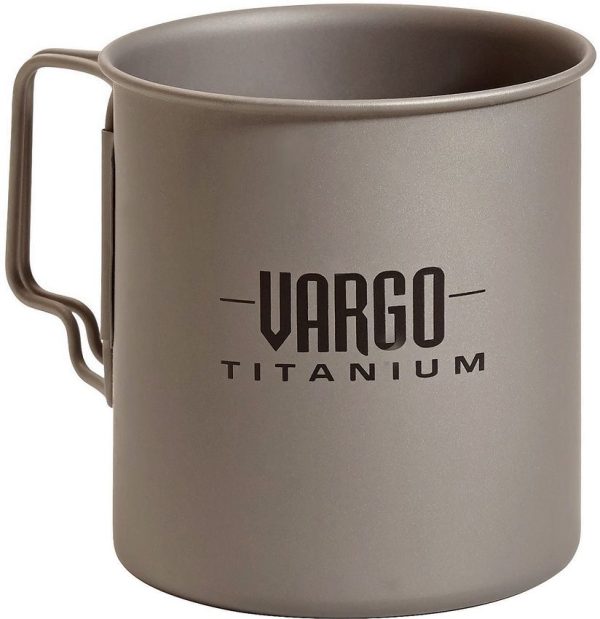 VR406 Vargo Titanium Travel Mug 15oz - Folding Handle Design