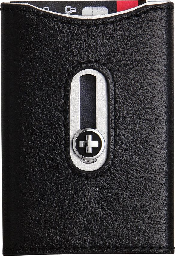 Wagner Swiss Wallet Black Silver Napa Leather Card Holder