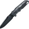 Walther BUK Back Up Fixed Blade Knife 4" Black 440C w/ Sheath