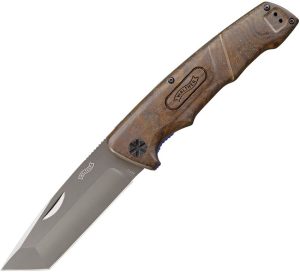 Walther BWK-4 Linerlock Folding Knife 440C Tanto Walnut