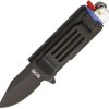 Wild Boar Assisted Opening Folding Knife with Lighter Holder, 1.75" Black Blade