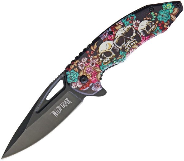 WB1026 Wild Boar Skull Linerlock A/O Folding Knife