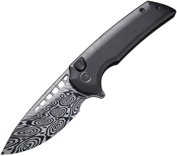 We Knife Co Ltd Mini Malice Damasteel Button Lock Titanium