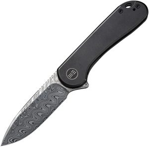 We Knife Co Elementum Framelock Folding Knife Damasteel Black Titanium