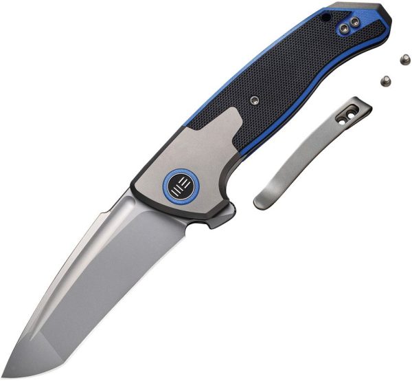 We Knife Co Press Check Framelock Tanto Blue G10 CPM-20CV