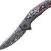 WE22008BDS1 We Knife Co Ltd Merata Framelock 3.75" Damascus Folding Knife Red