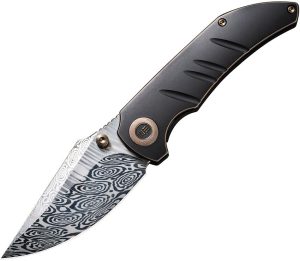 We Knife Co Riff-Raff Framelock Damascus Folding Knife Titanium