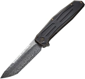 We Knife Co Shadowfire Framelock Damascus Folding Knife