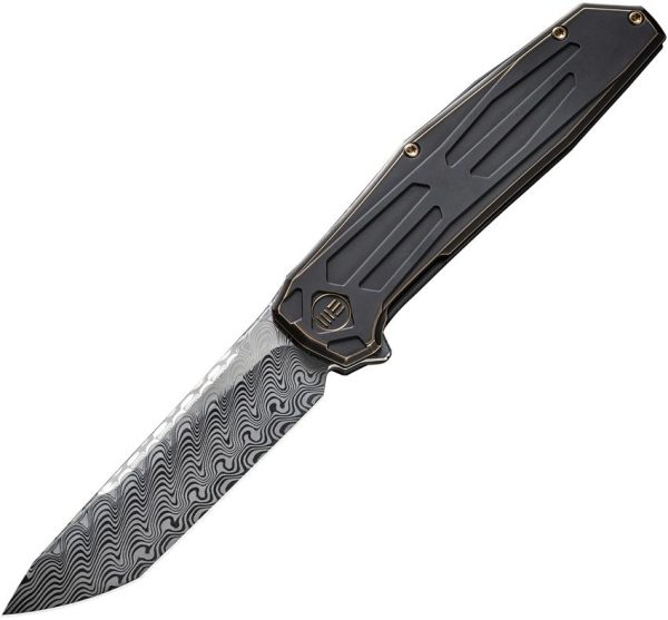 We Knife Co Shadowfire Framelock Damascus Folding Knife