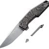 We Knife Co Ltd OAO Framelock Folding Knife 3.5" CPM-20CV Black Titanium