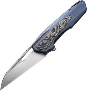 We Knife Co Falcaria Framelock Blue Folding Knife CPM-20CV