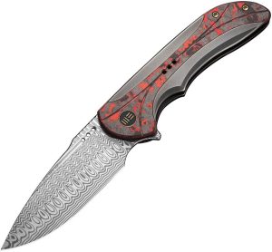 We Knife Co Equivik Framelock Damasteel Folding Knife Titanium