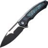 We Knife Co Ltd Hyperactive Framelock Folding Knife 3.88" Vanax Black Blue Titanium
