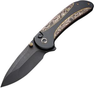We Knife Co Ltd Zizzit Button Lock Folding Knife CPM-20CV Black Titanium