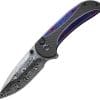 We Knife Co Ltd Zizzit Button Lock Folding Knife Damascus Steel Black Titanium