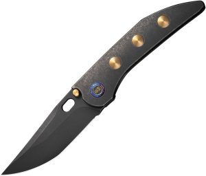 We Knife Attor Framelock CPM-20CV Black Gold Folding Knife