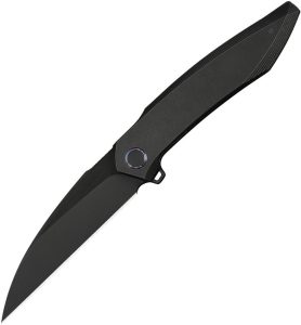 We Knife Co Fluxor M390 Black Titanium Folding Knife Wharncliffe