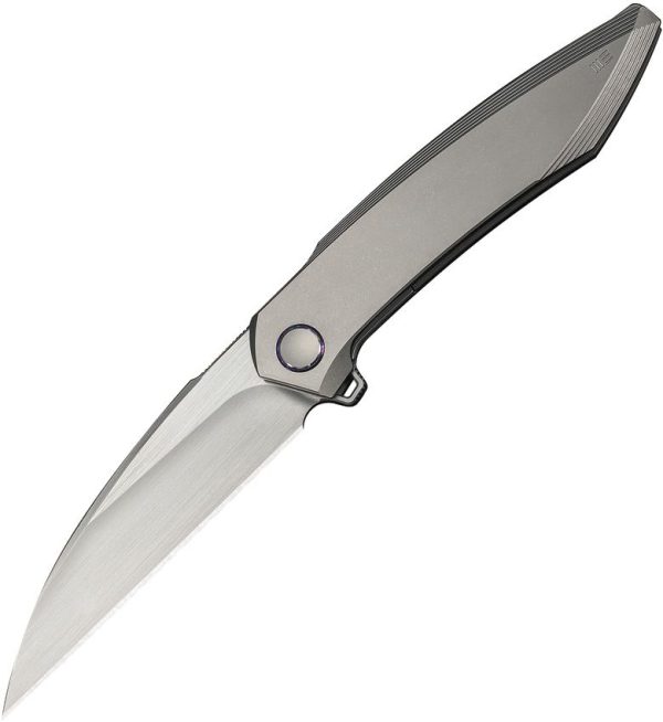 We Knife Co Fluxor M390 Wharncliffe Gray Titanium Folding Knife