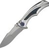 We Knife Co Ltd Tighe Down Button Lock Folding Knife 4" Bohler M390 Gray/Blue Carbon Fiber