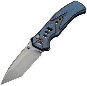 WE240944 We Knife Co Zentron Button Lock Folding Knife M390 Blue Titanium