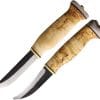 WJ23AVKS Wood Jewel Fixed Blade Set Curly Carbon Steel 2-Piece w/ Sheath