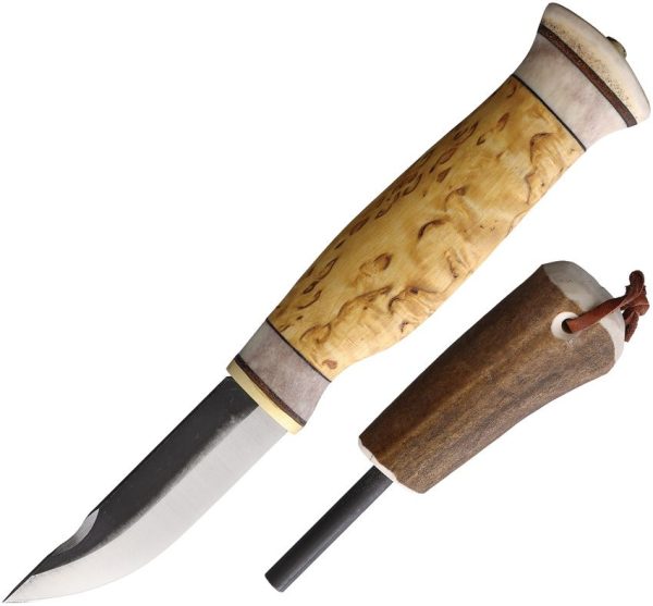 Wood Jewel Fixed Blade Combo Curly Birch Carbon Steel Knife