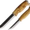 Wood Jewel Big Double Fixed Blade Set Carbon Steel Curly Birch