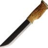 Wood Jewel Leuku Bowie 8" Carbon Steel Curly Birch Fixed Blade w/ Sheath