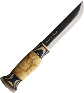 Wood Jewel Large Lion Knife Curly Birch Fixed Blade
