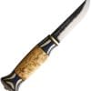 Wood Jewel Lion Fixed Blade Knife 3.75" Carbon Steel Curly Birch