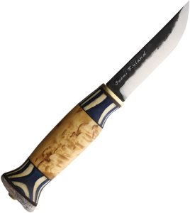 Wood Jewel Lion Fixed Blade Knife Carbon Steel Curly Birch