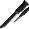 WJ23LLMU Wood Jewel Big Double Fixed Blade Set Carbon Steel Black Handles