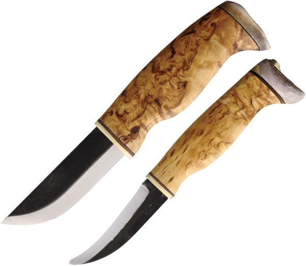 Wood Jewel Fixed Blade Set Curly Birch Carbon Steel