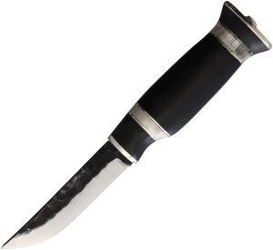 Wood Jewel Fixed Blade Black Stacked Leather 3.75in