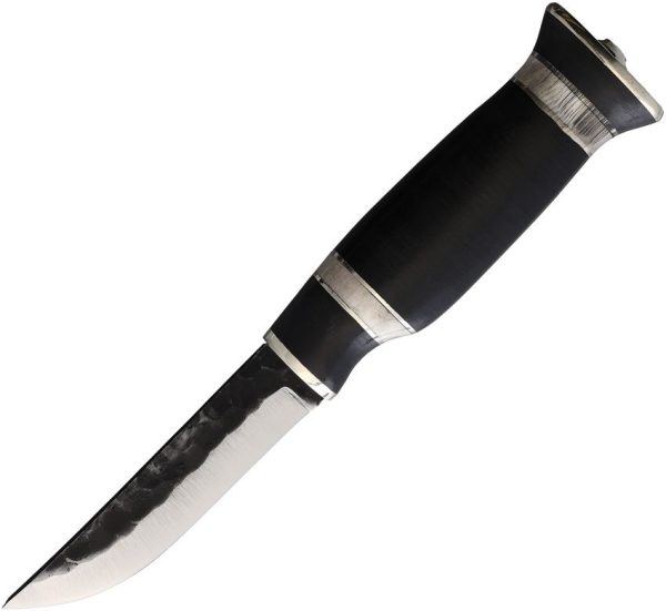 Wood Jewel Fixed Blade Black Stacked Leather 3.75in