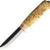 Wood Jewel Scout Fixed Blade Knife 3.5" Carbon Steel Birch Handle w/ Sheath