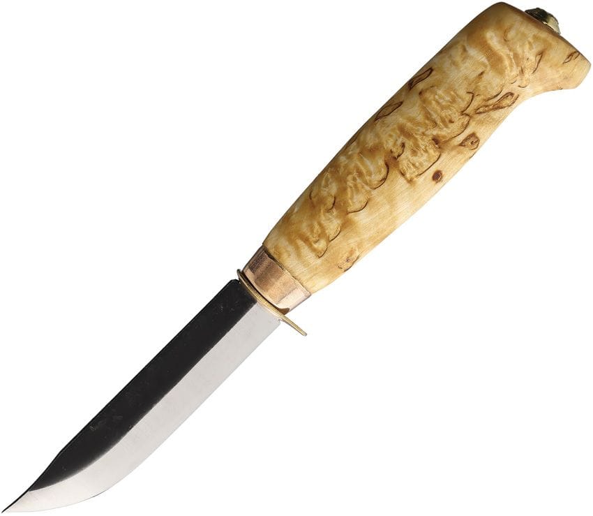 Wood Jewel Scout Fixed Blade Knife 3.5" Carbon Steel Birch Handle w/ Sheath