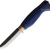 Wood Jewel Child's First Knife 3" Carbon Steel Fixed Blade Blue