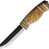 Wood Jewel Fixed Blade Knife 4.75" Carbon Steel Reindeer Horn Handle