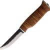 Wood Jewel Fixed Blade Knife 3.63" Carbon Steel Blade Birch Bark Handle