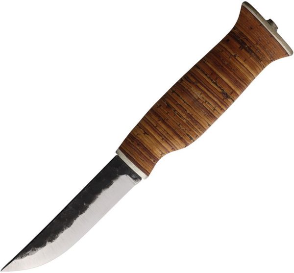 Wood Jewel Fixed Blade Birch Bark Carbon Steel Knife 3.63"