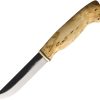 Wood Jewel Fixed Blade Knife 4" Carbon Steel Curly Birch