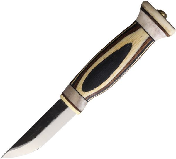 Wood Jewel Fixed Blade Zebra Carbon Steel Knife Leather Sheath