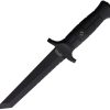 Waffentechnik Combat Knife 6.75" Black Tanto Fixed Blade w/ Sheath